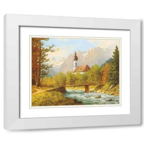 FAMOUS RAMSAU CHURCH White Modern Wood Framed Art Print with Double Matting by Bochmann, Joh.