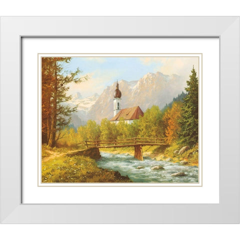 FAMOUS RAMSAU CHURCH White Modern Wood Framed Art Print with Double Matting by Bochmann, Joh.