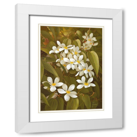 CLEMATIS White Modern Wood Framed Art Print with Double Matting by Fasani