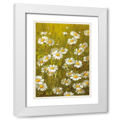 MARGUERITE White Modern Wood Framed Art Print with Double Matting by Fasani
