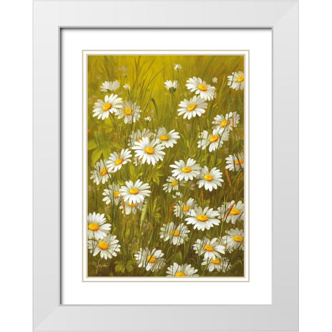 MARGUERITE White Modern Wood Framed Art Print with Double Matting by Fasani