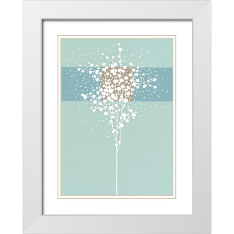 SPARKLING BLUE I White Modern Wood Framed Art Print with Double Matting by Sakai, Takashi