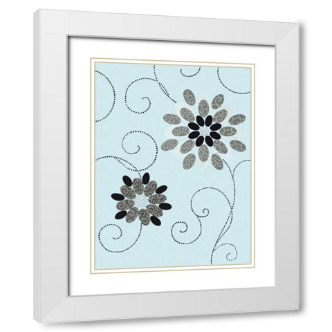 Symphony Of Blues I White Modern Wood Framed Art Print with Double Matting by Design Show
