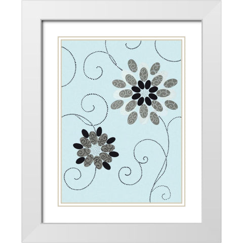 Symphony Of Blues I White Modern Wood Framed Art Print with Double Matting by Design Show