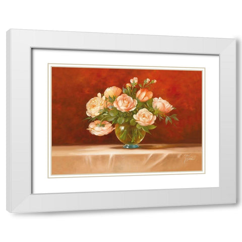 ROSES ABSTRACT I White Modern Wood Framed Art Print with Double Matting by Fasani