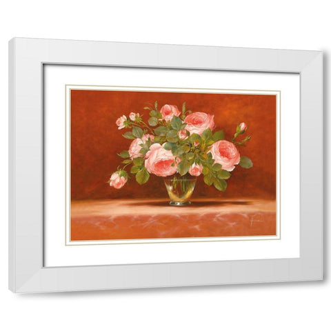 ROSES ABSTRACT II White Modern Wood Framed Art Print with Double Matting by Fasani