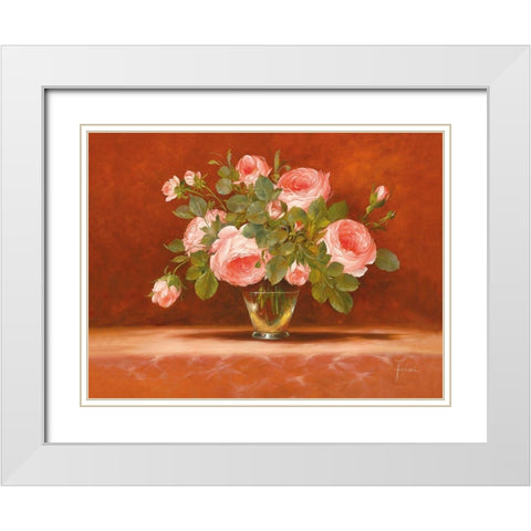 ROSES ABSTRACT II White Modern Wood Framed Art Print with Double Matting by Fasani