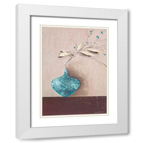 JADE I White Modern Wood Framed Art Print with Double Matting by Robertson, Marilyn