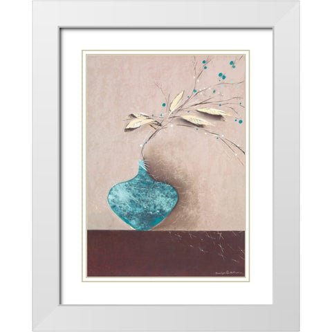 JADE I White Modern Wood Framed Art Print with Double Matting by Robertson, Marilyn