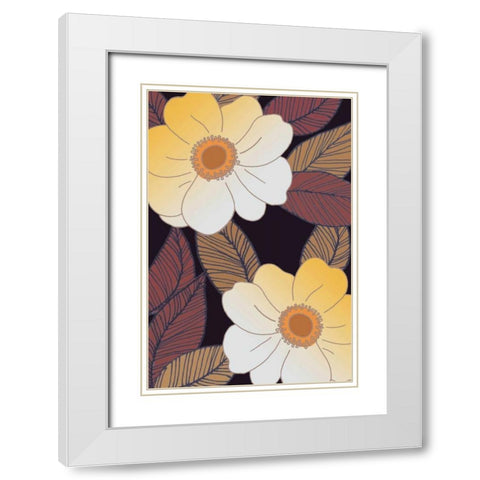Golden Blooms I White Modern Wood Framed Art Print with Double Matting by Verbeek-Van Den Broek
