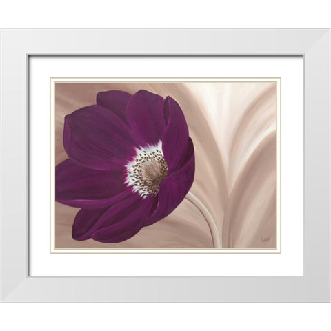 Velvet Anemone White Modern Wood Framed Art Print with Double Matting by Lake, Kaye
