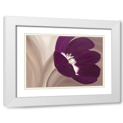 Velvet Poppy White Modern Wood Framed Art Print with Double Matting by Lake, Kaye
