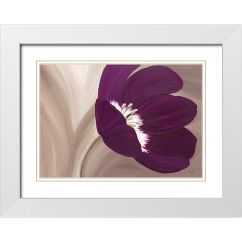 Velvet Poppy White Modern Wood Framed Art Print with Double Matting by Lake, Kaye