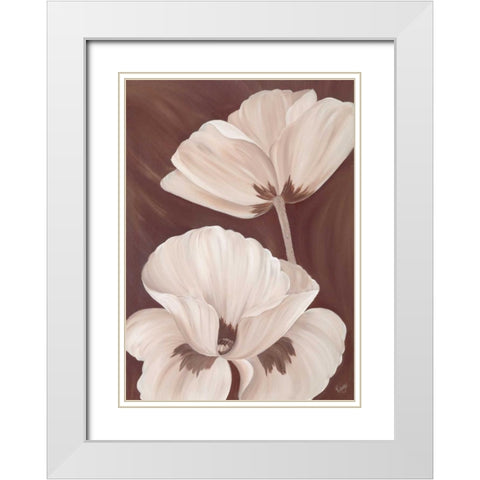Chocolate Poppies White Modern Wood Framed Art Print with Double Matting by Lake, Kaye