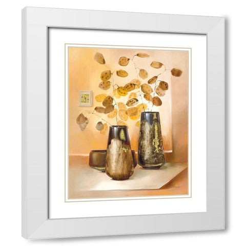 BARI White Modern Wood Framed Art Print with Double Matting by Olga