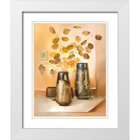 BARI White Modern Wood Framed Art Print with Double Matting by Olga