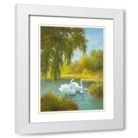 White Symphony I White Modern Wood Framed Art Print with Double Matting by Smith, B.