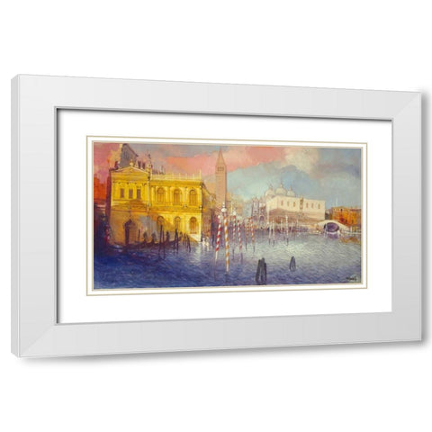 Venezia III White Modern Wood Framed Art Print with Double Matting by Milani