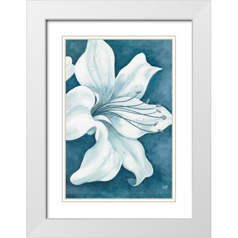 Wistful Lily II White Modern Wood Framed Art Print with Double Matting by Lake, Kaye
