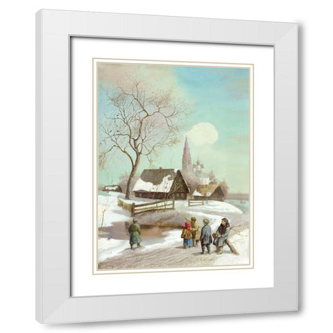 END OF WINTER White Modern Wood Framed Art Print with Double Matting by Chairudinov, A.