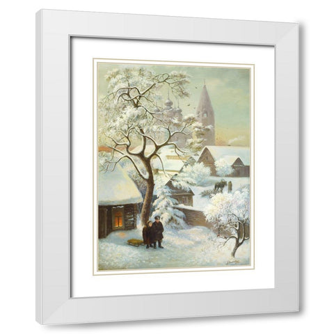 A FREEZING DAY White Modern Wood Framed Art Print with Double Matting by Chairudinov, A.