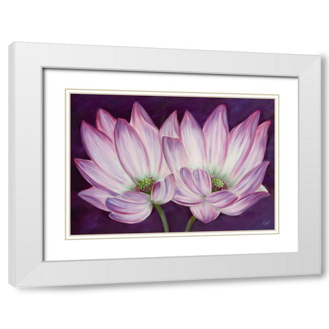 Purple Lotus White Modern Wood Framed Art Print with Double Matting by Lake, Kaye