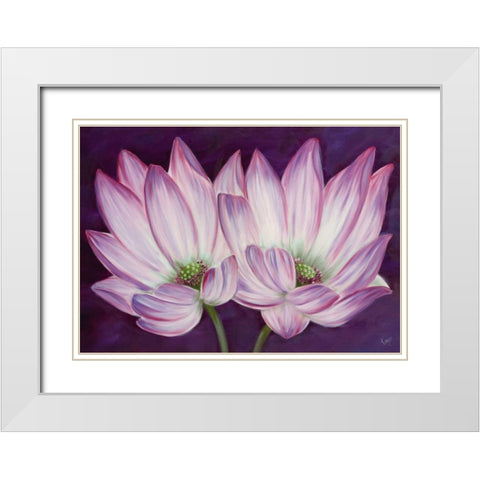 Purple Lotus White Modern Wood Framed Art Print with Double Matting by Lake, Kaye
