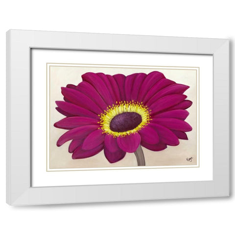Raspberry Delight I White Modern Wood Framed Art Print with Double Matting by Lake, Kaye