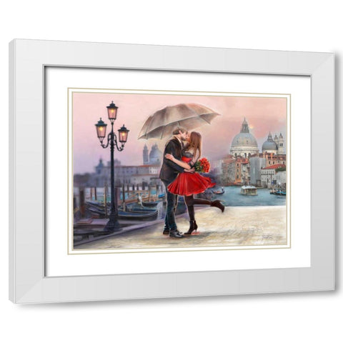 Venice Love White Modern Wood Framed Art Print with Double Matting by Tarin, Michael