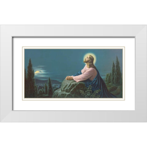 Gethsemane White Modern Wood Framed Art Print with Double Matting by Marsani
