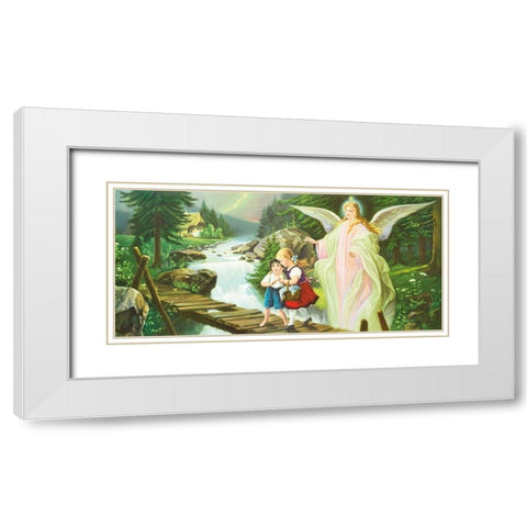 GUARDIAN ANGEL White Modern Wood Framed Art Print with Double Matting by Lindberg