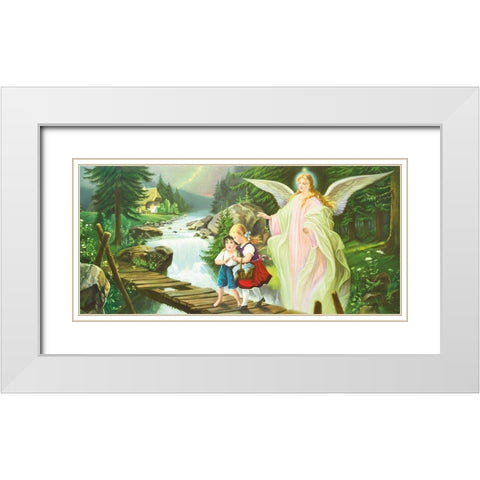 GUARDIAN ANGEL White Modern Wood Framed Art Print with Double Matting by Lindberg