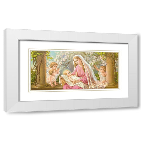 MARY WITH BLOSSOMS White Modern Wood Framed Art Print with Double Matting by Giovanni