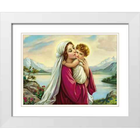 BERGSEE-MADONNA White Modern Wood Framed Art Print with Double Matting by Giovanni
