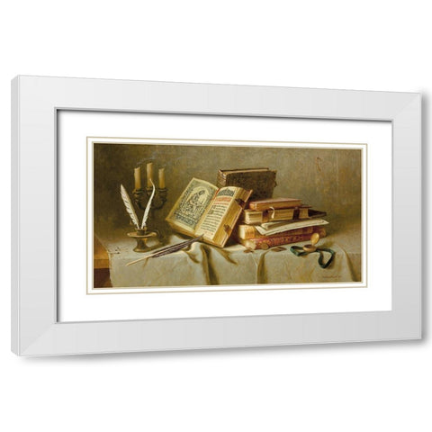 OLD BOOKS II White Modern Wood Framed Art Print with Double Matting by Belkovskij, Igor