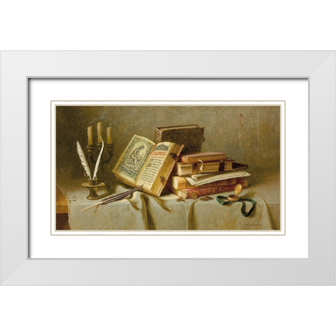 OLD BOOKS II White Modern Wood Framed Art Print with Double Matting by Belkovskij, Igor