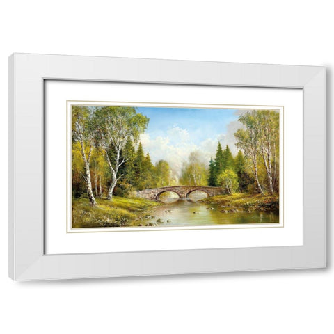 STONE BRIDGE White Modern Wood Framed Art Print with Double Matting by Glassl, Helmut