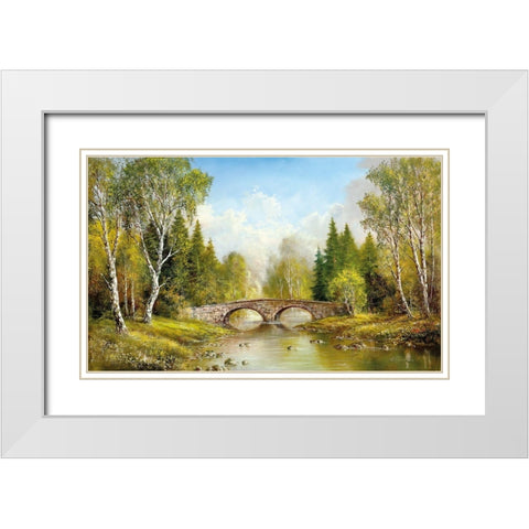 STONE BRIDGE White Modern Wood Framed Art Print with Double Matting by Glassl, Helmut