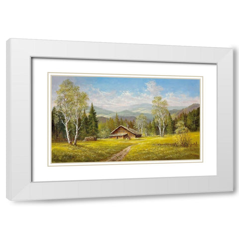SUMMER SHADOWS White Modern Wood Framed Art Print with Double Matting by Glassl, Helmut