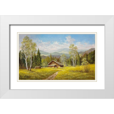 SUMMER SHADOWS White Modern Wood Framed Art Print with Double Matting by Glassl, Helmut