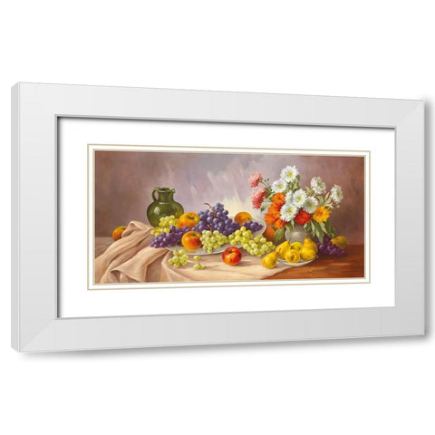 FRUIT Still-Life White Modern Wood Framed Art Print with Double Matting by Krueger, E.