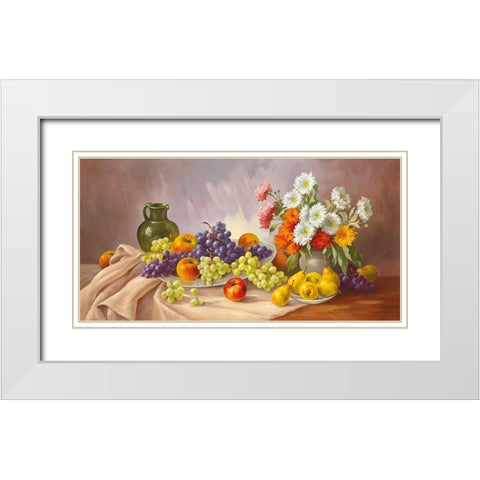 FRUIT Still-Life White Modern Wood Framed Art Print with Double Matting by Krueger, E.