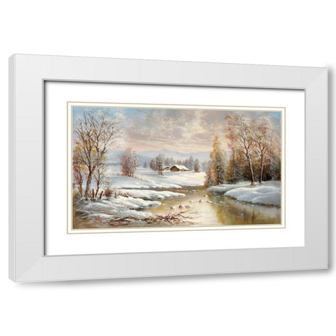 WINTER TWILIGHT White Modern Wood Framed Art Print with Double Matting by Glassl, Helmut