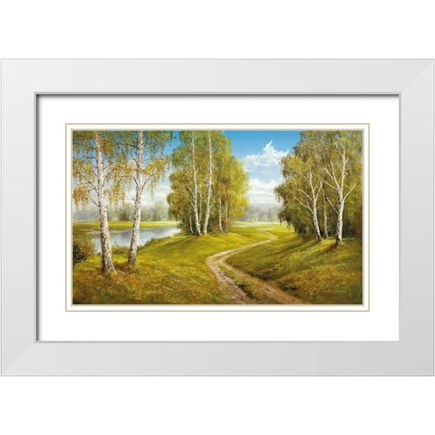 ROMANTIC PATHWAY White Modern Wood Framed Art Print with Double Matting by Glassl, Helmut