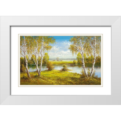 REFLECTIONS OF SPRING White Modern Wood Framed Art Print with Double Matting by Glassl, Helmut