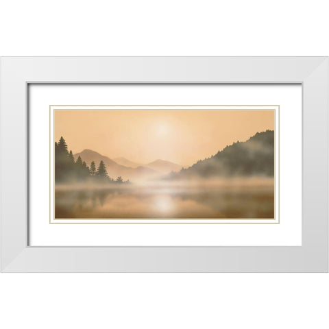 MOUNTAIN MIST White Modern Wood Framed Art Print with Double Matting by Walsh, Peter
