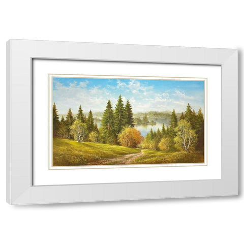 LAKE NEAR CERNIVCI White Modern Wood Framed Art Print with Double Matting by Glassl, Helmut