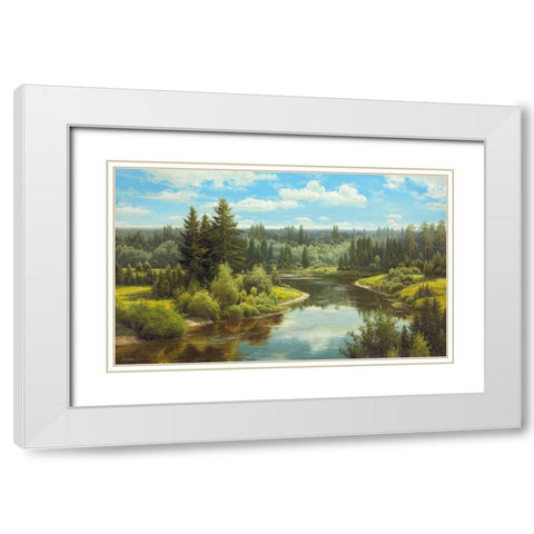 OVERLOOKING THE RIVER White Modern Wood Framed Art Print with Double Matting by Priscepa, Igor