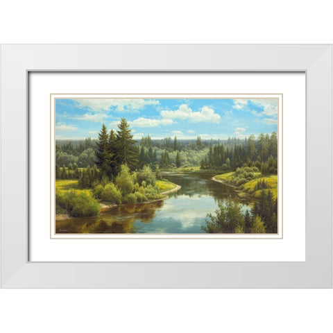 OVERLOOKING THE RIVER White Modern Wood Framed Art Print with Double Matting by Priscepa, Igor