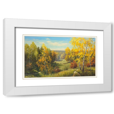 AUTUMN WAY II White Modern Wood Framed Art Print with Double Matting by Priscepa, Igor